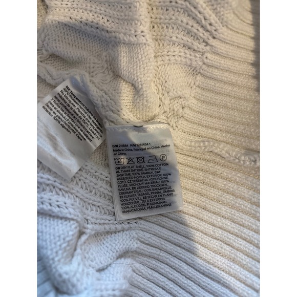 H&M Peanuts Snoopy Racquet Club V-Neck Cable Knit Sweater White Blue Size 10-12 - Picture 5 of 10